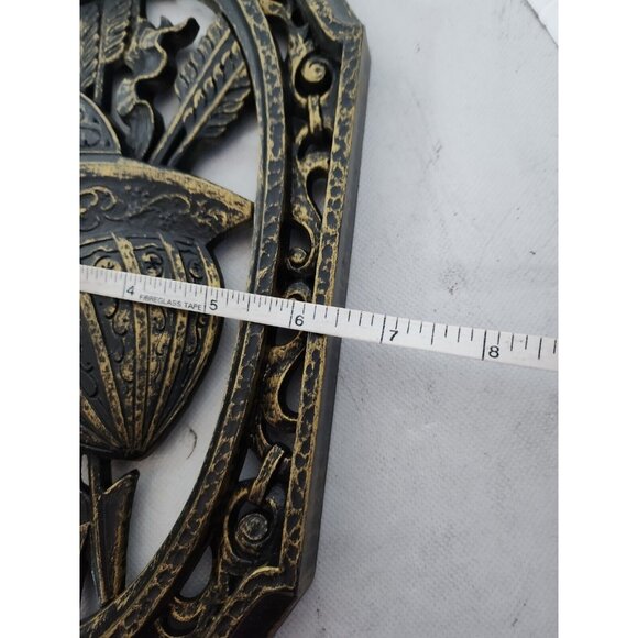 Vintage Homco Bronze Gold Coat Of Arms Wall Plaque Set Medieval Renaissance MCM - Picture 8 of 8